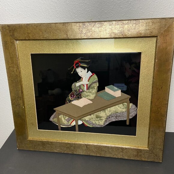 3D Geisha Shadow Box 17" x 20" x 2" Japanese Wall Art Framed